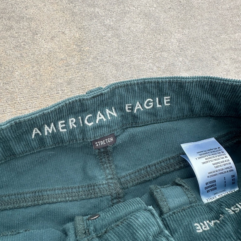American Eagle AE button stretchy corduroy flare leg wide jean pant boot cut - Picture 6 of 9